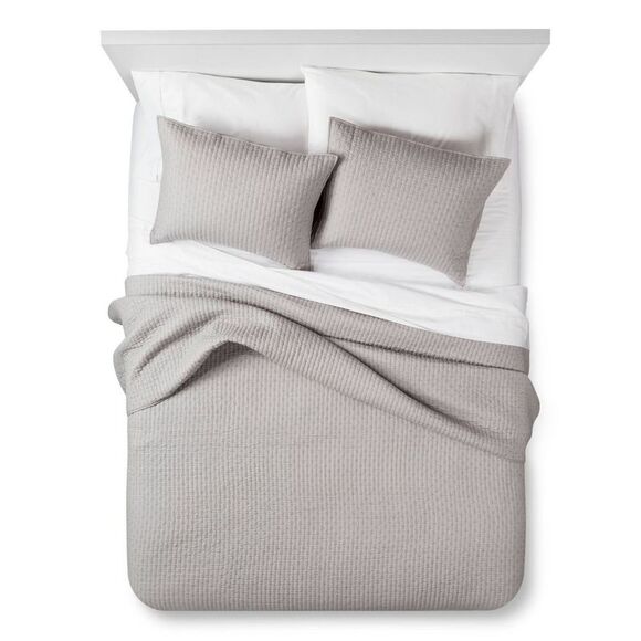 The Industrial Shop -  Quilt Set Cotton Blend X Stitc Gray - Picture 1 of 3